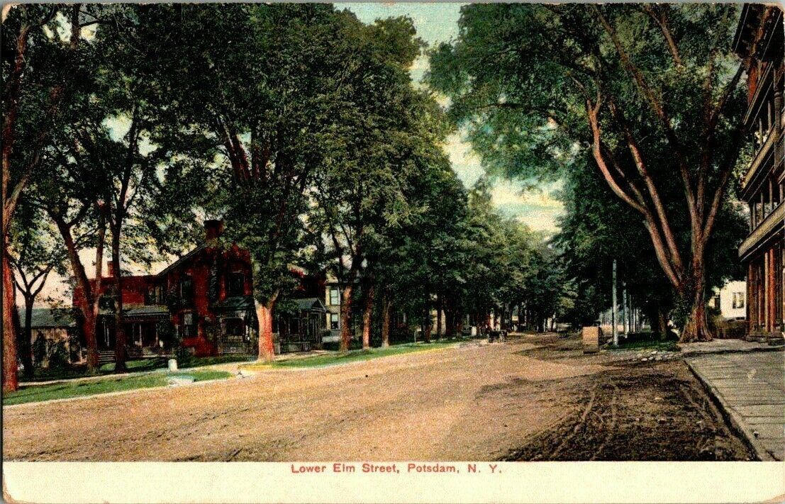 1908. POTSDAM, NY. LOWER ELM STREET. POSTCARD L20