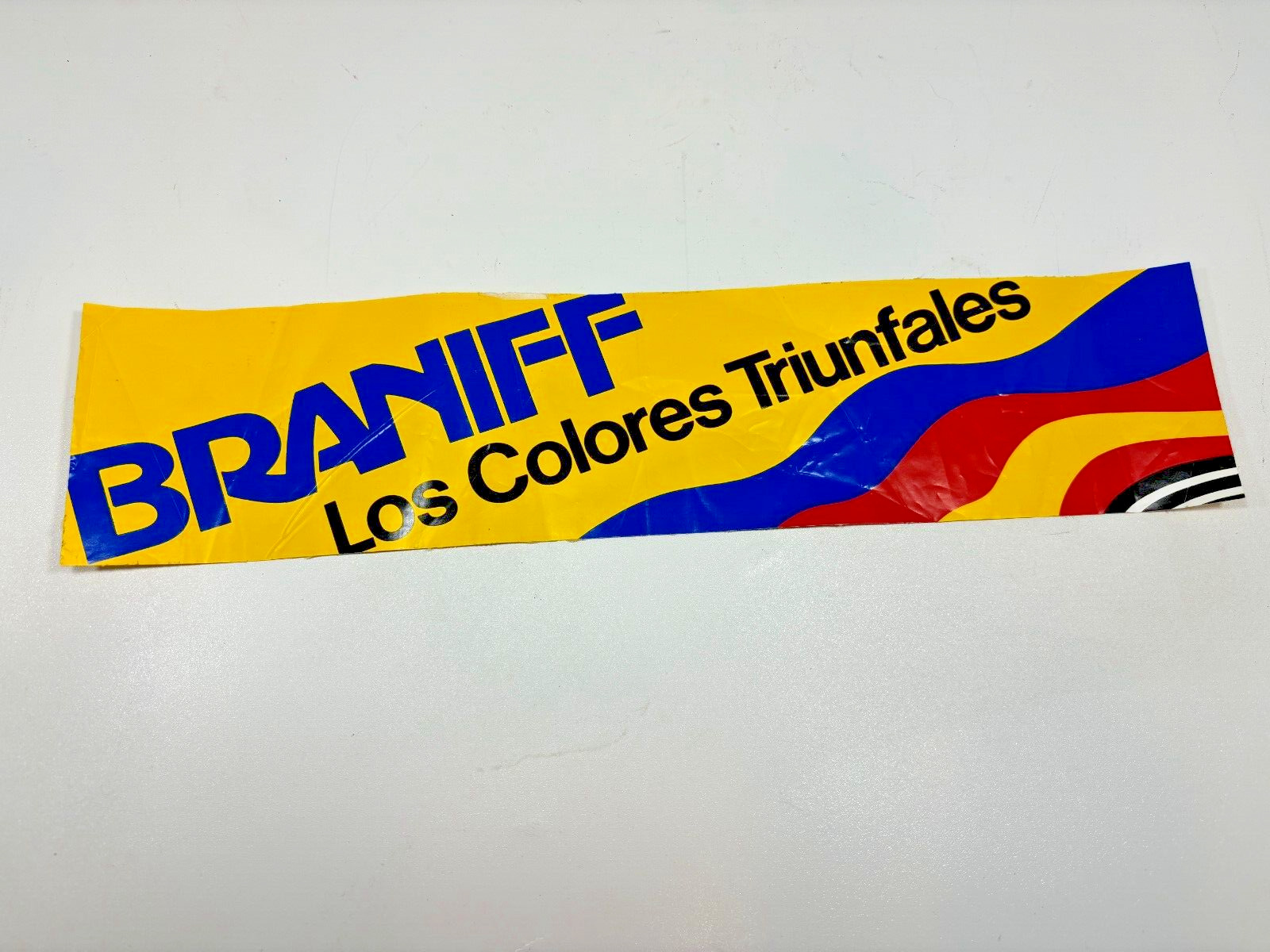 Rare Vintage Braniff Airlines Bumper Sticker Los Colores Triunfales - Spanish