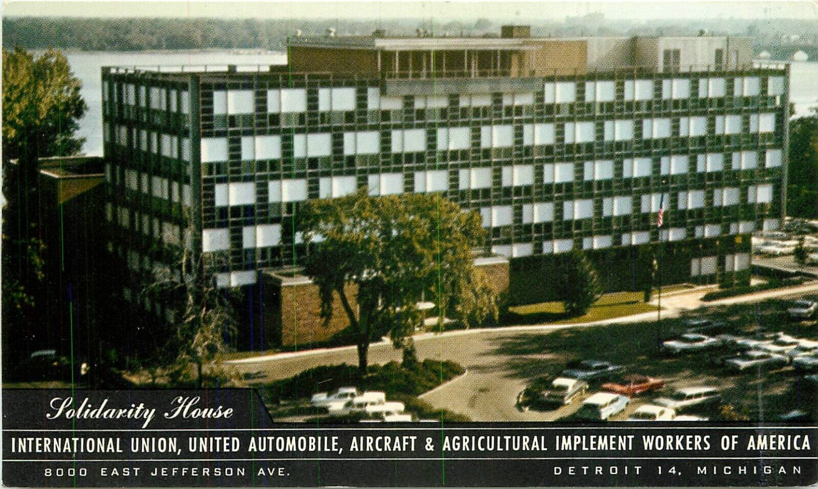 c1960s Solidarity House, Automobile/Aircraft+ Union, Detroit, Michigan Postcard