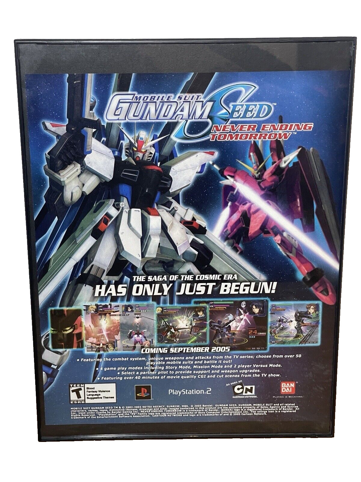 2005 Mobile Suit Gundam Seed Never Ending Tomorrow PS2 Print Ad Promo Art Framed