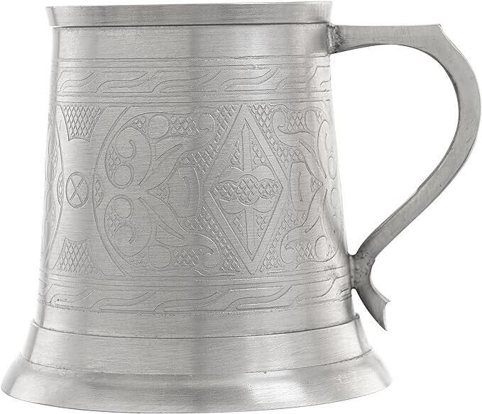 Brass Polished Antique Viking Theme Nickel Beer Stein Mug Goblets 16oz