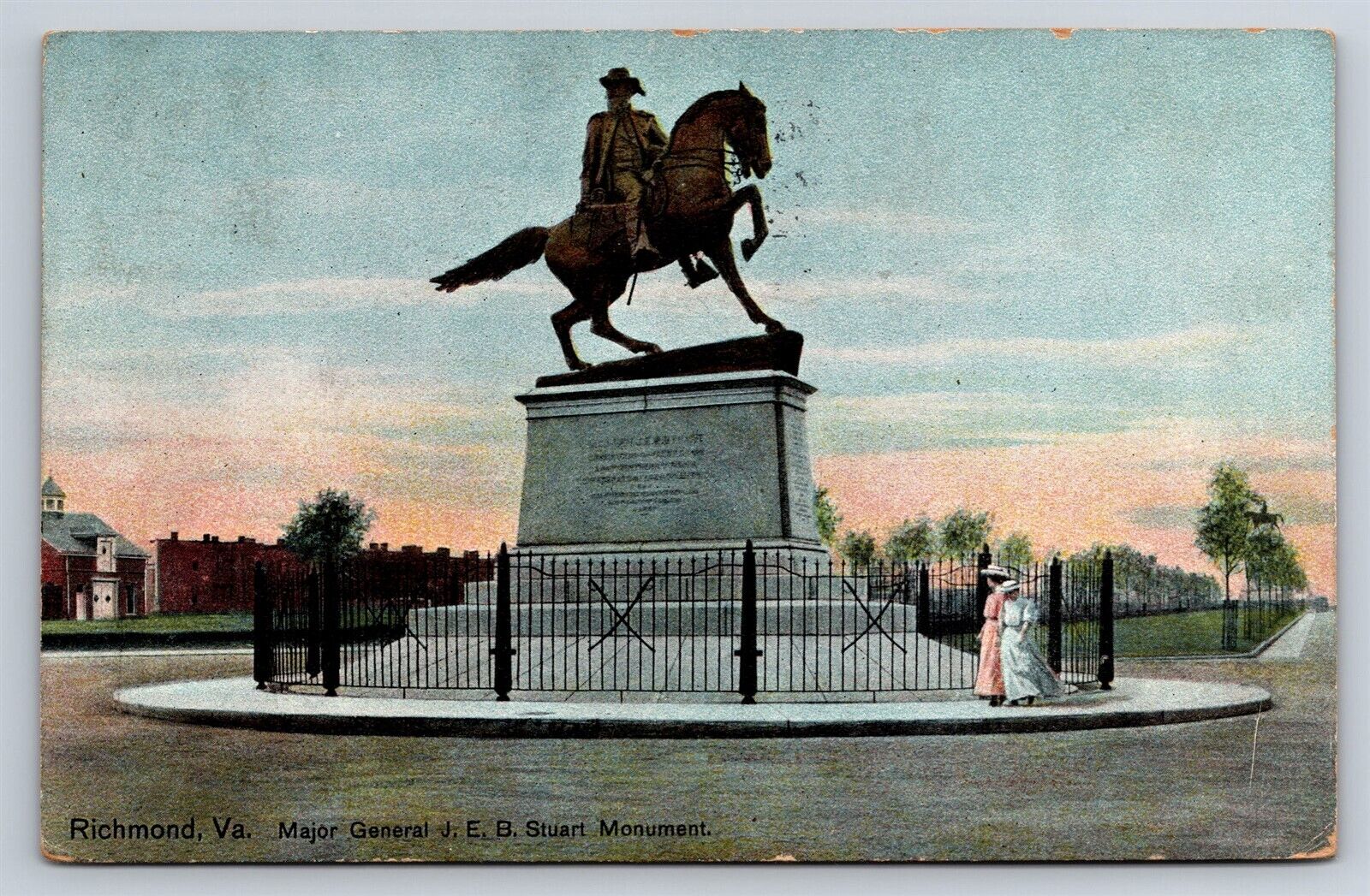 Postcard VA Richmond Virginia Major General JEB Stuart Monument 1909 Removed AT2
