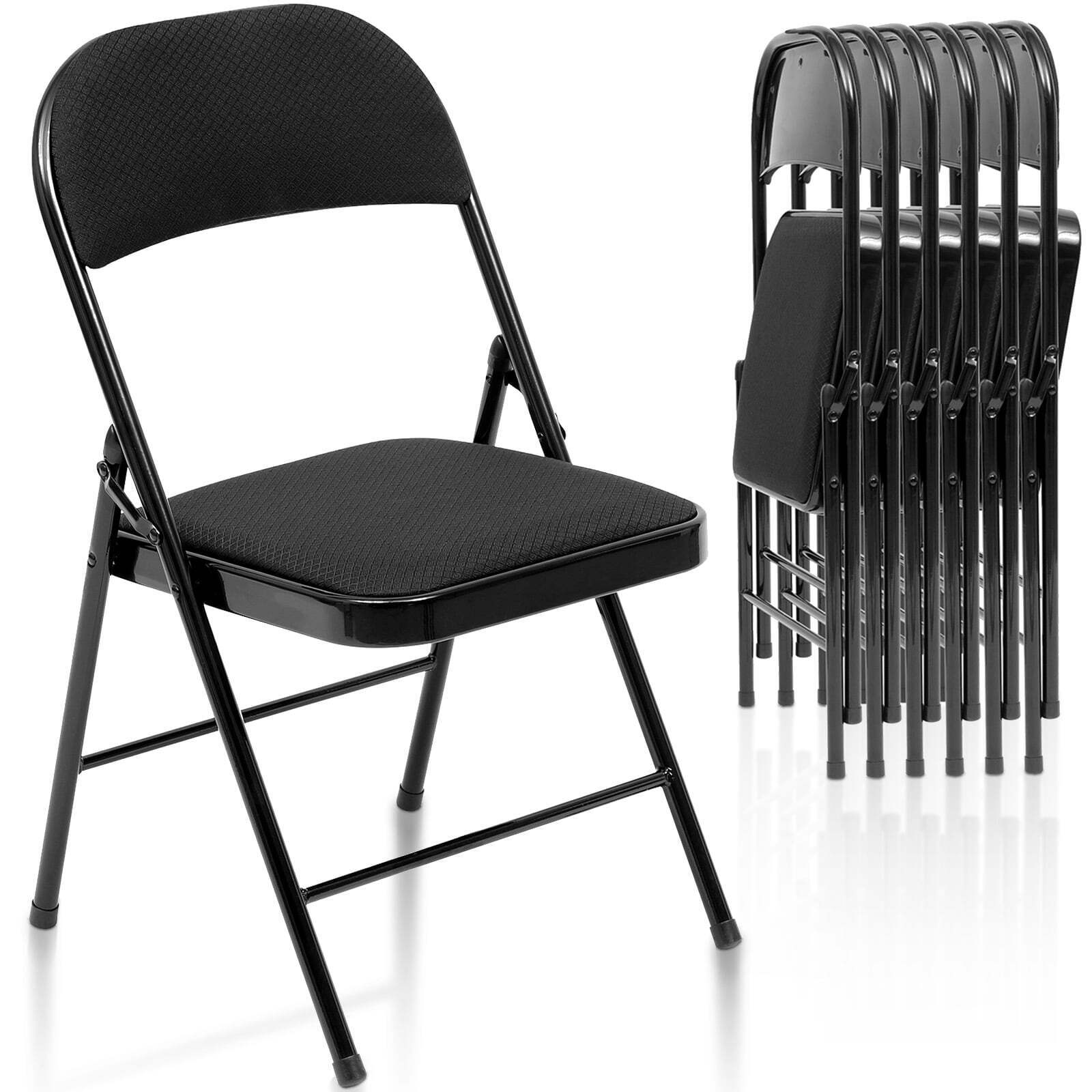 Fabric Upholstered Folding Chairs 6 Pack, Black
