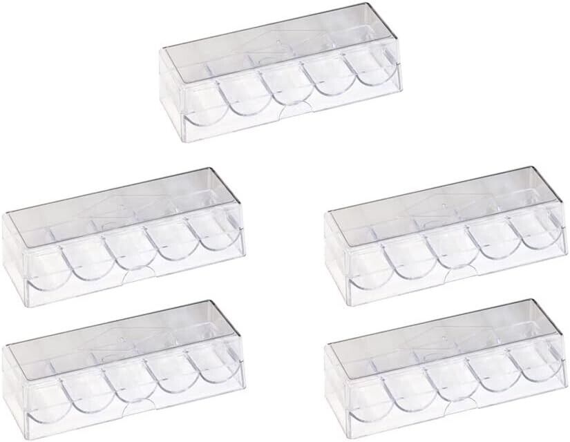 100-Piece Acrylic Poker Chip Rack with Lid. 100ct Chip Tray/Holder(Set of5)