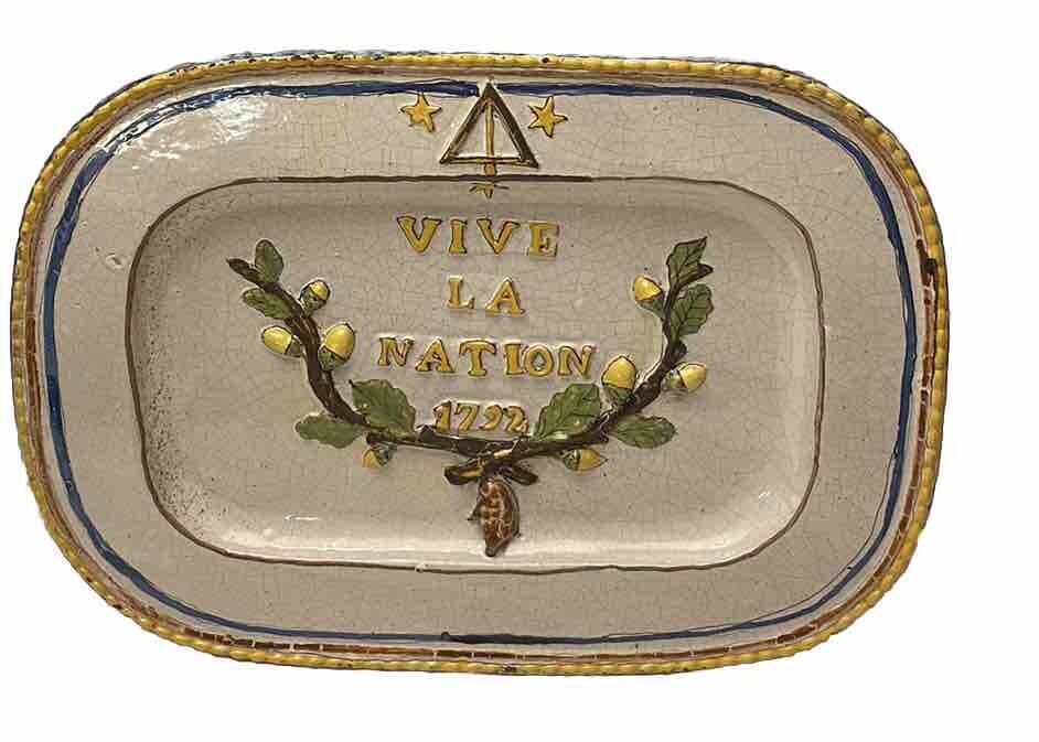 Antique French Faience Plate French Revolution~Vive La Nation 1792