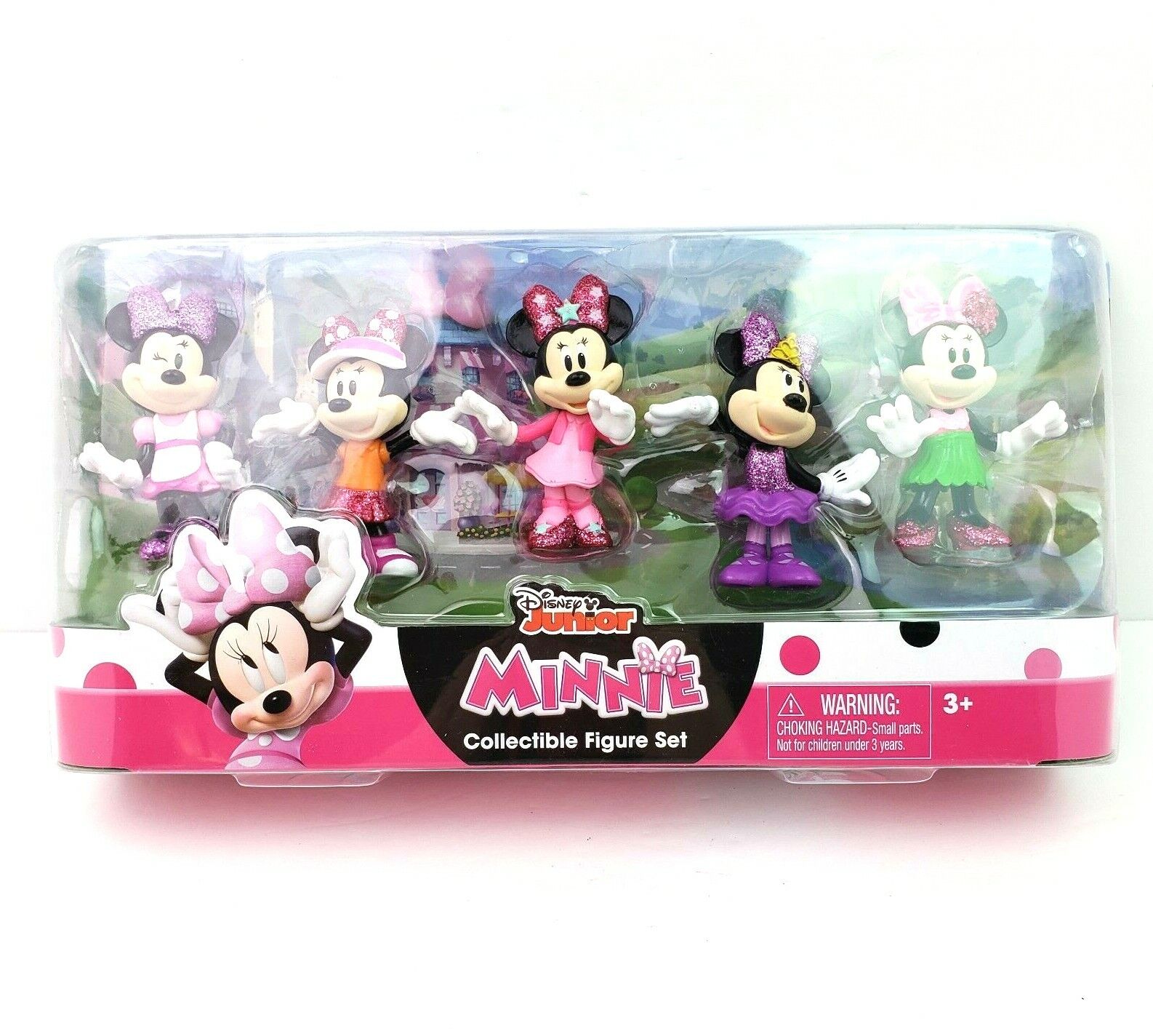 Disney Junior Minnie Mouse Pink Sparkle Girls Minnie Collectible 5 Piece Figure 