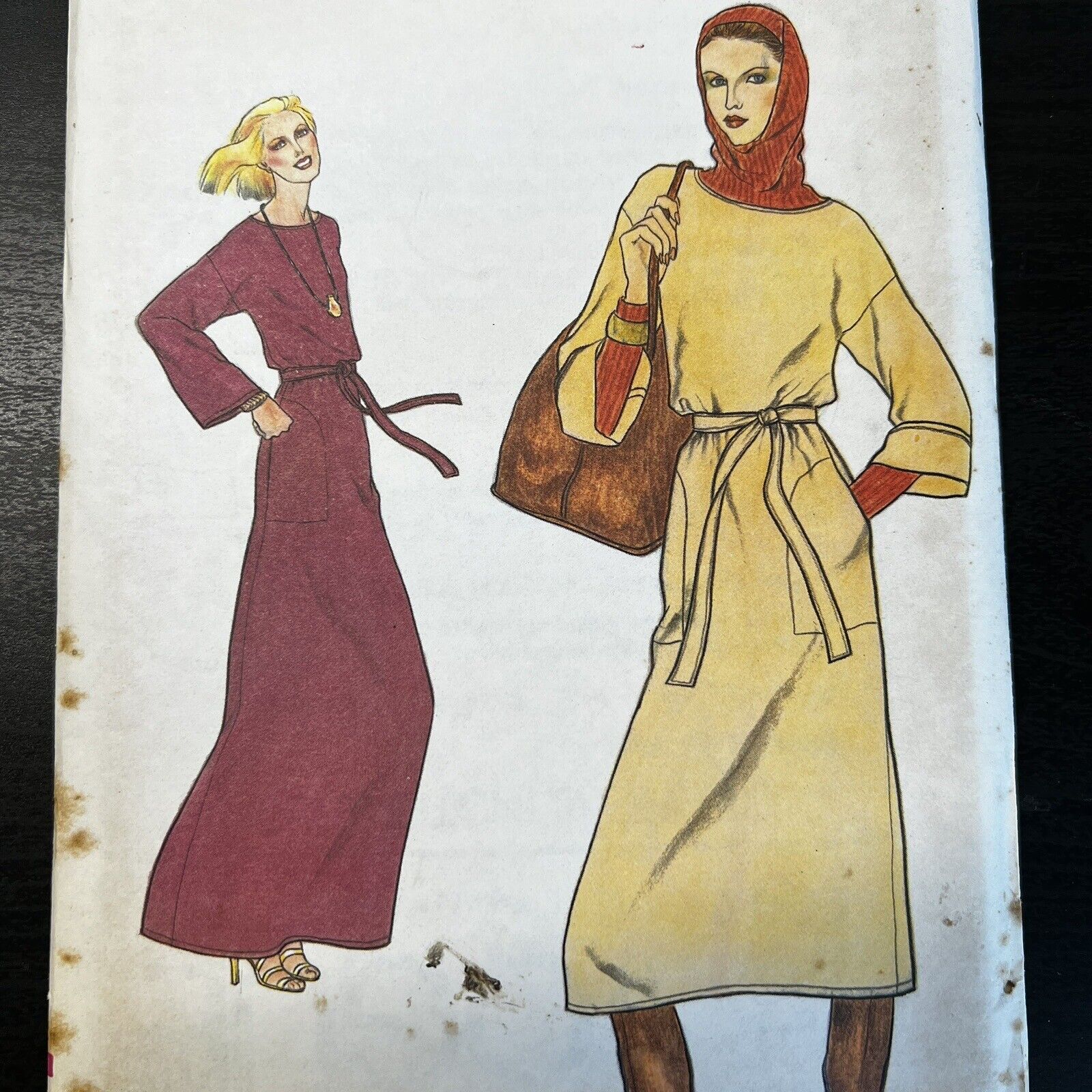 Vintage 1970s Vogue 9900 Loose Fitting Pullover Dress Sewing Pattern 8 XXS UNCUT