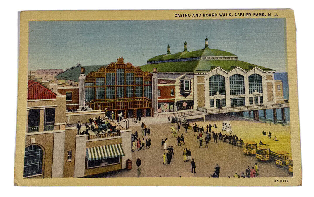 Vintage Post Card PC Casino And Boardwalk, Asbury Park, N. J. Unposted Scenic