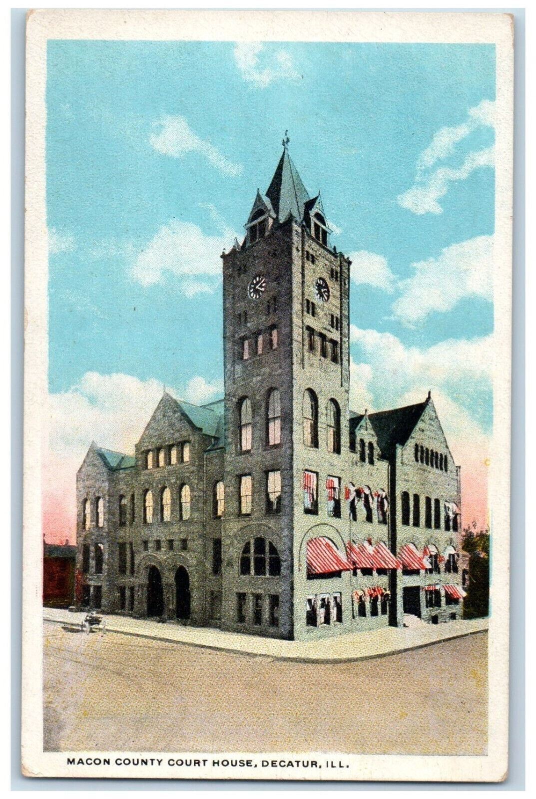 c1920s Macon County Court House, Decatur Illinois IL Unposted Postcard