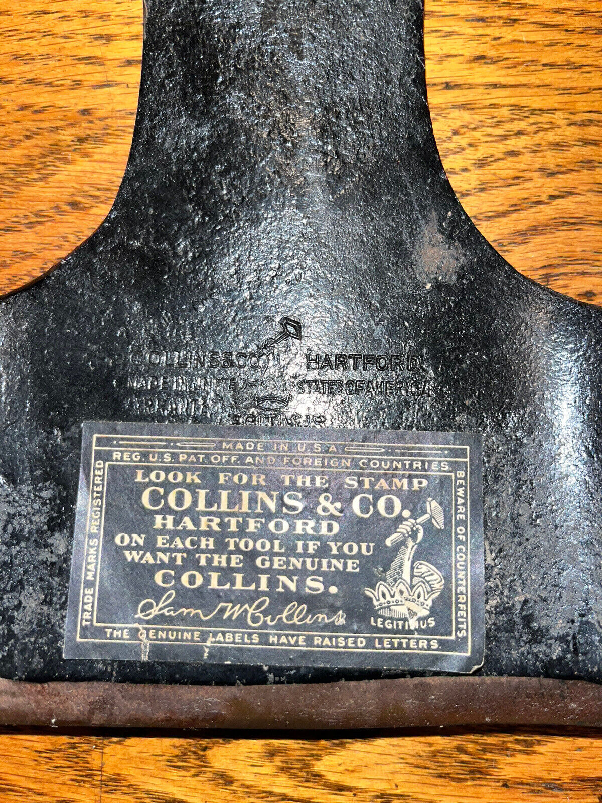NICE Antique Collins & Co Legitimus Hartford Shipwright Adze NOS 2 Lb. 13 Oz.