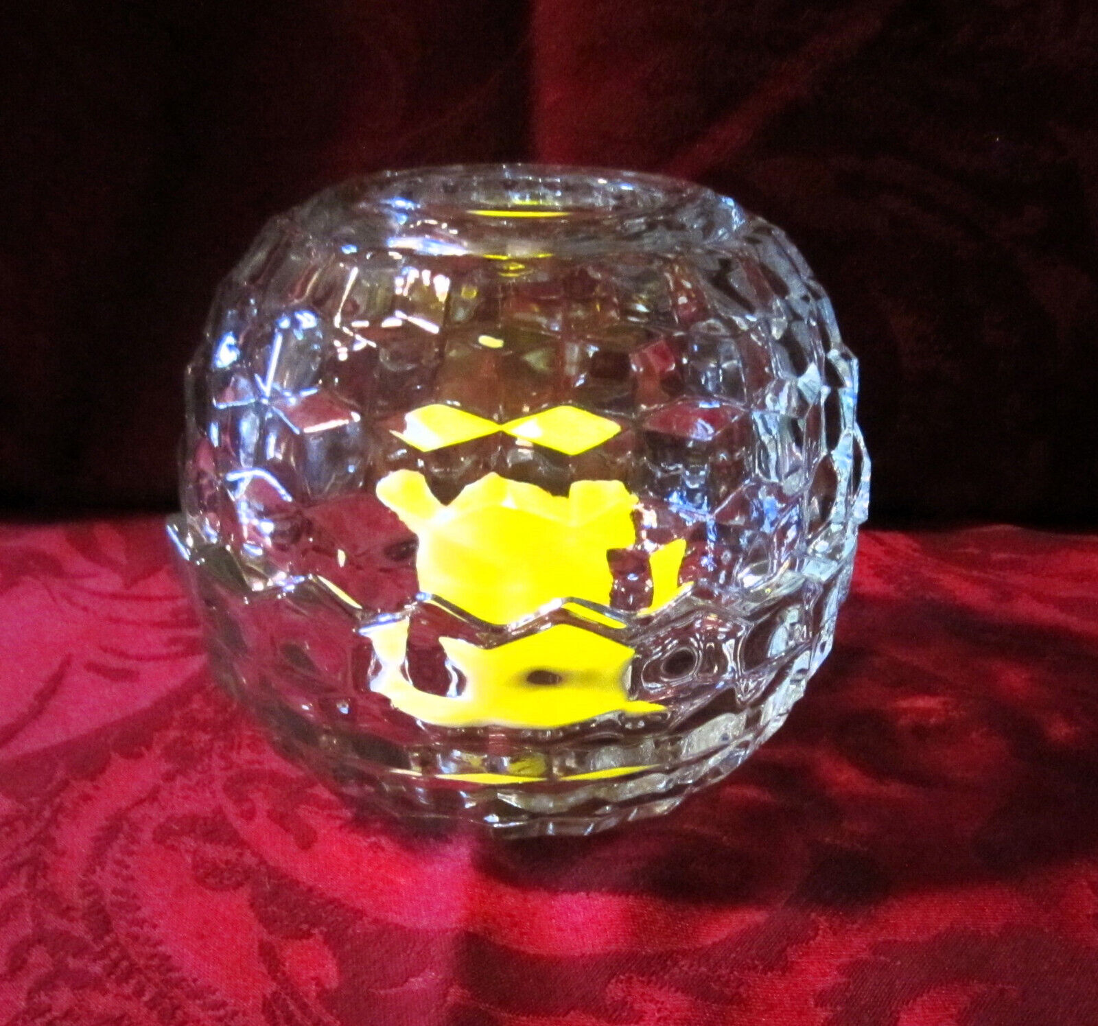 Vintage Fostoria American Fairy Lamp - Clear Glass Votive Candle Holder