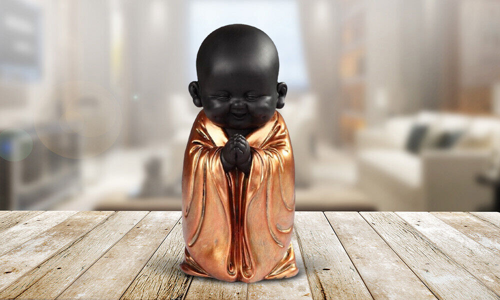 Praying Buddhist Gold & Black Statue 7\