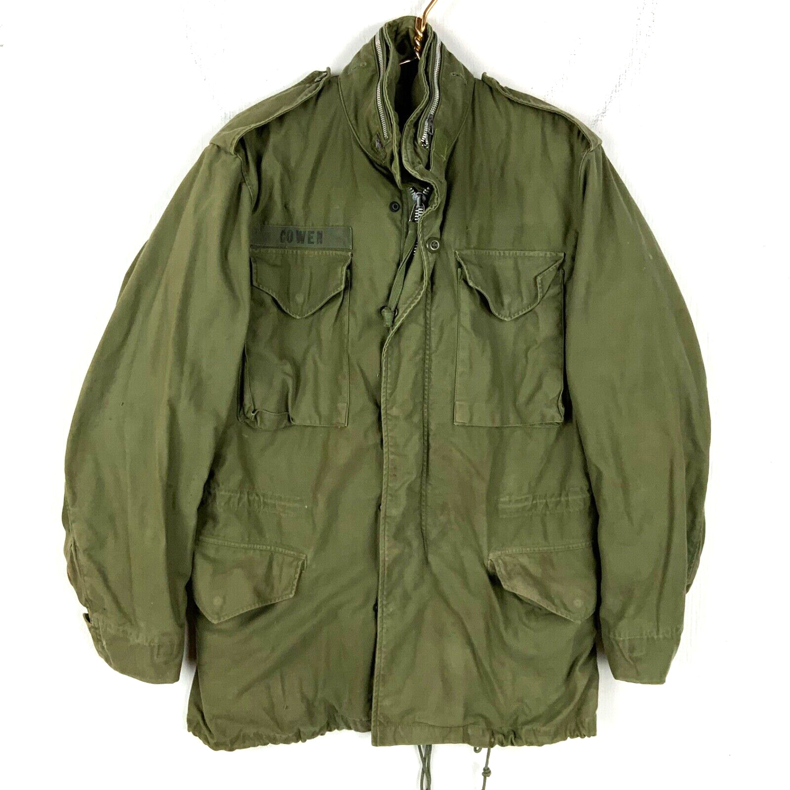 Vintage Us Military Field Jacket Medium Green  Full Zip Vietnam Era 60s 70s