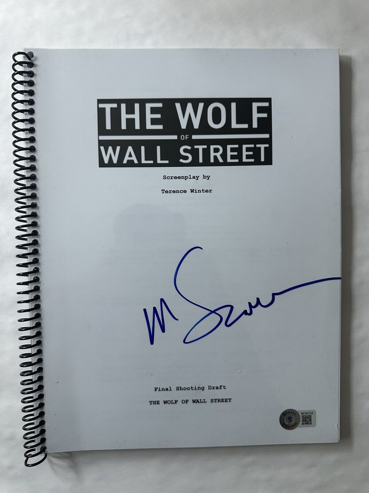 MARTIN SCORSESE SIGNED MOVIE SCRIPT WOLF OF WALL STREET DICAPRIO BECKETT BAS E