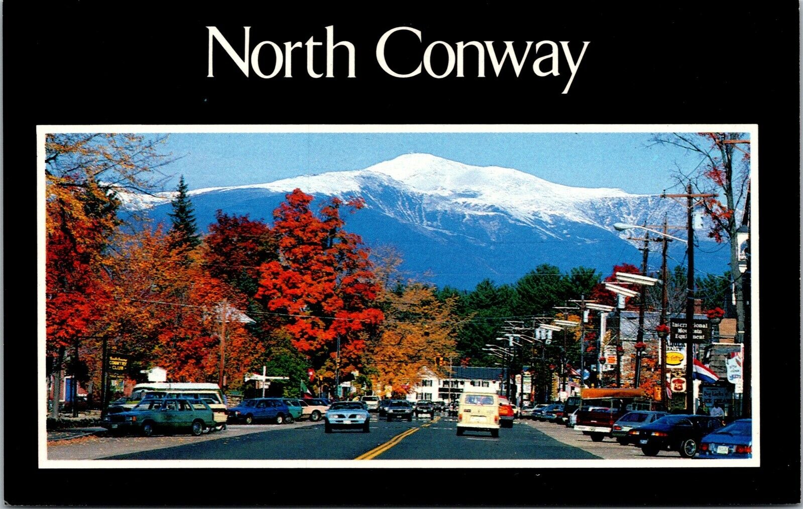 Vtg North Conway New Hampshire NH Main Street View Mt Washington Postcard
