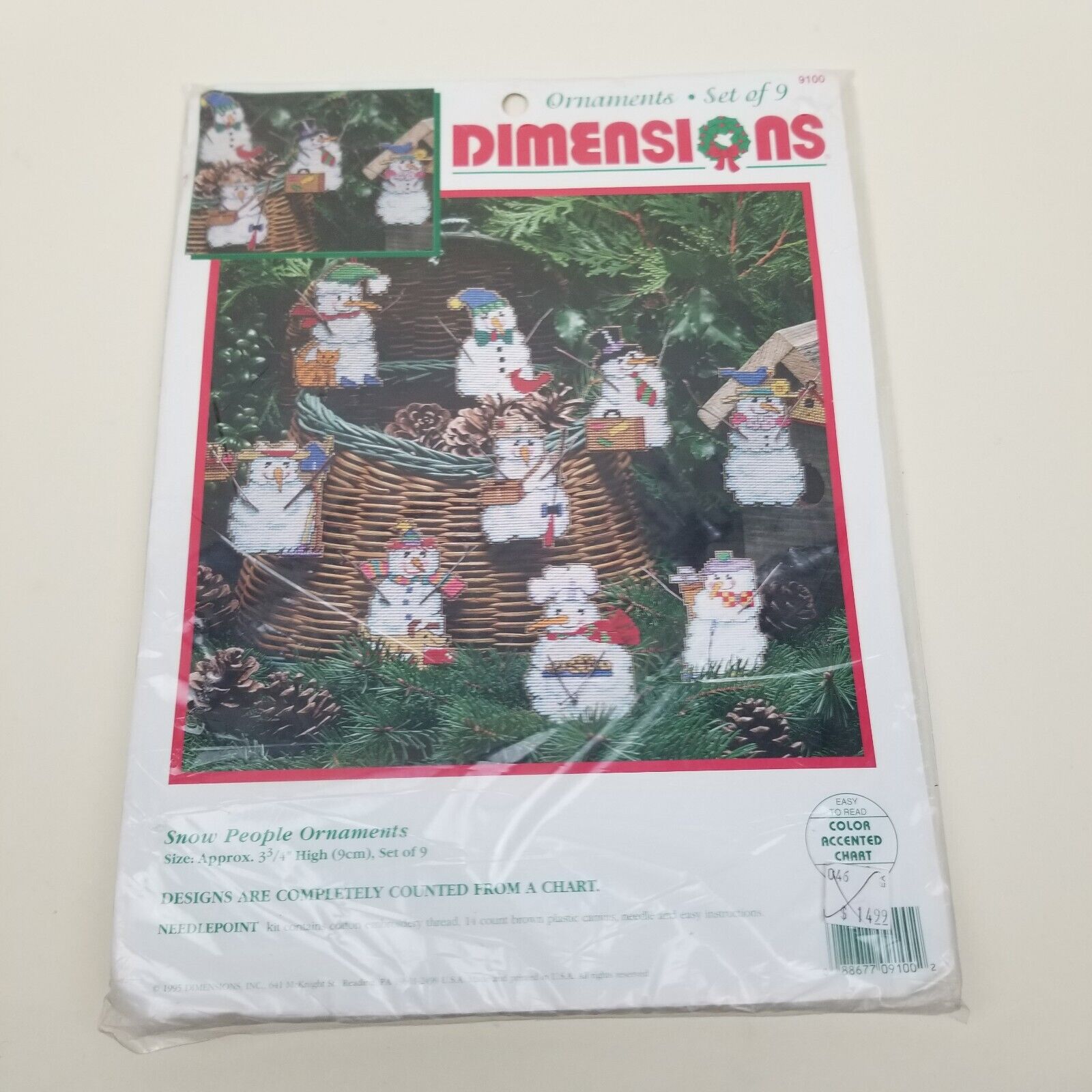 Snow People Ornaments Plastic Canvas Counted Cross Stitch Kit - Dimensions #9100