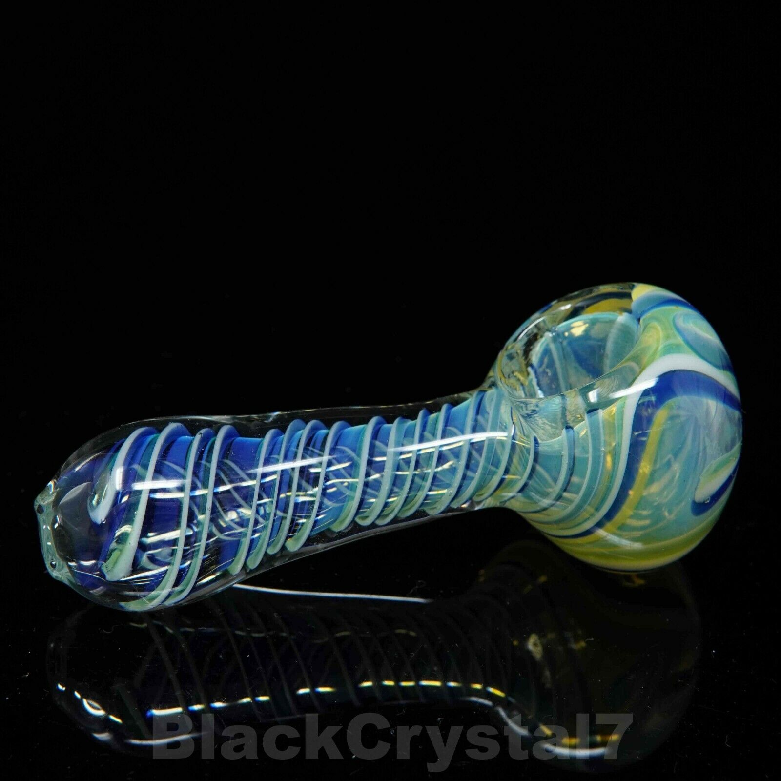 3.5 inch Handmade 3 Color Swirl Blue White Green Tobacco Smoking Bowl Glass Pipe