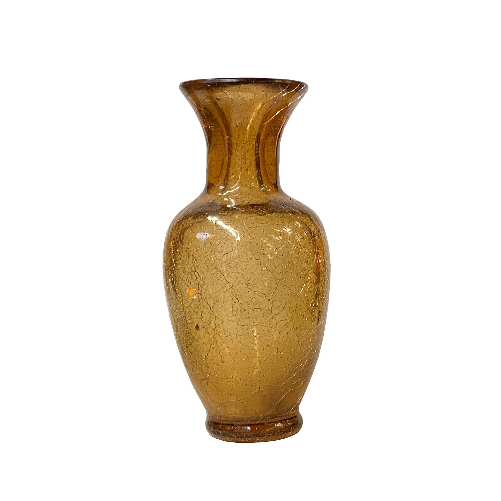 Light Smoky Quartz Crackle Pattern Peking Glass Accent Vase ws2577