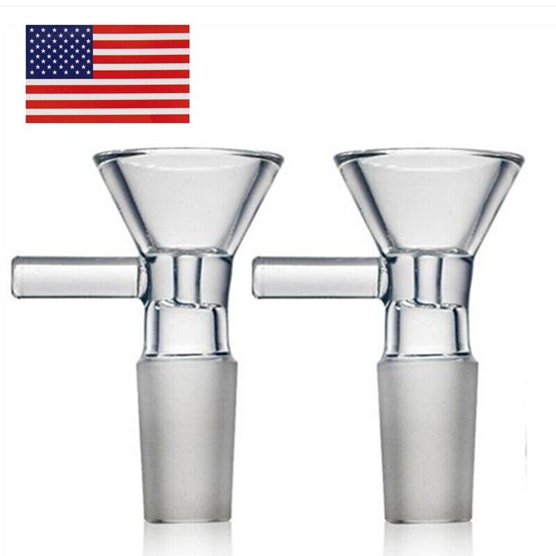 2x 14MM Male Glass Bowl For Water Pipe Hookah Bong Replacement Head US Fast Ship