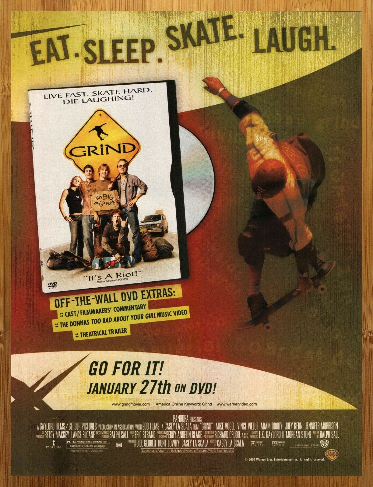 2004 Grind Movie/DVD Print Ad/Poster Advert Skateboarding Mike Vogel Adam Brody