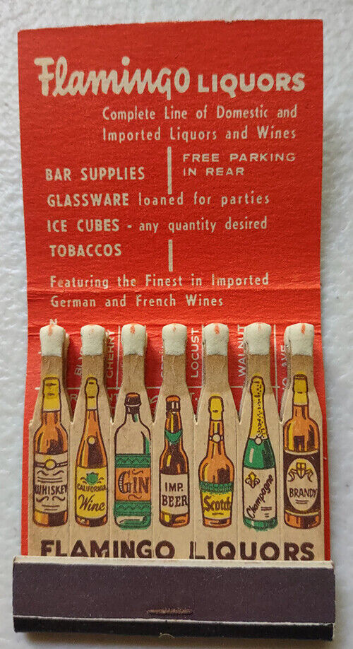 Vintage Feature Matchbook Flamingo Liquors San Francisco, CA