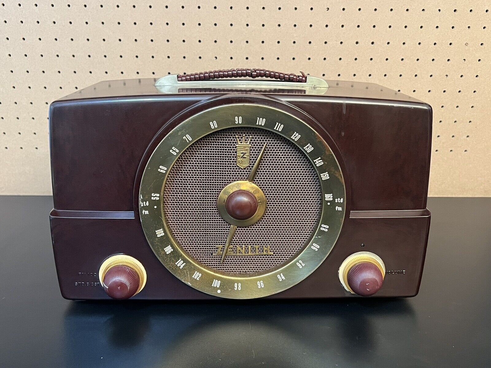 Zenith Tube Radio Model K725 FM AM 7G01 Tabletop 1953 MCM Works *See Description