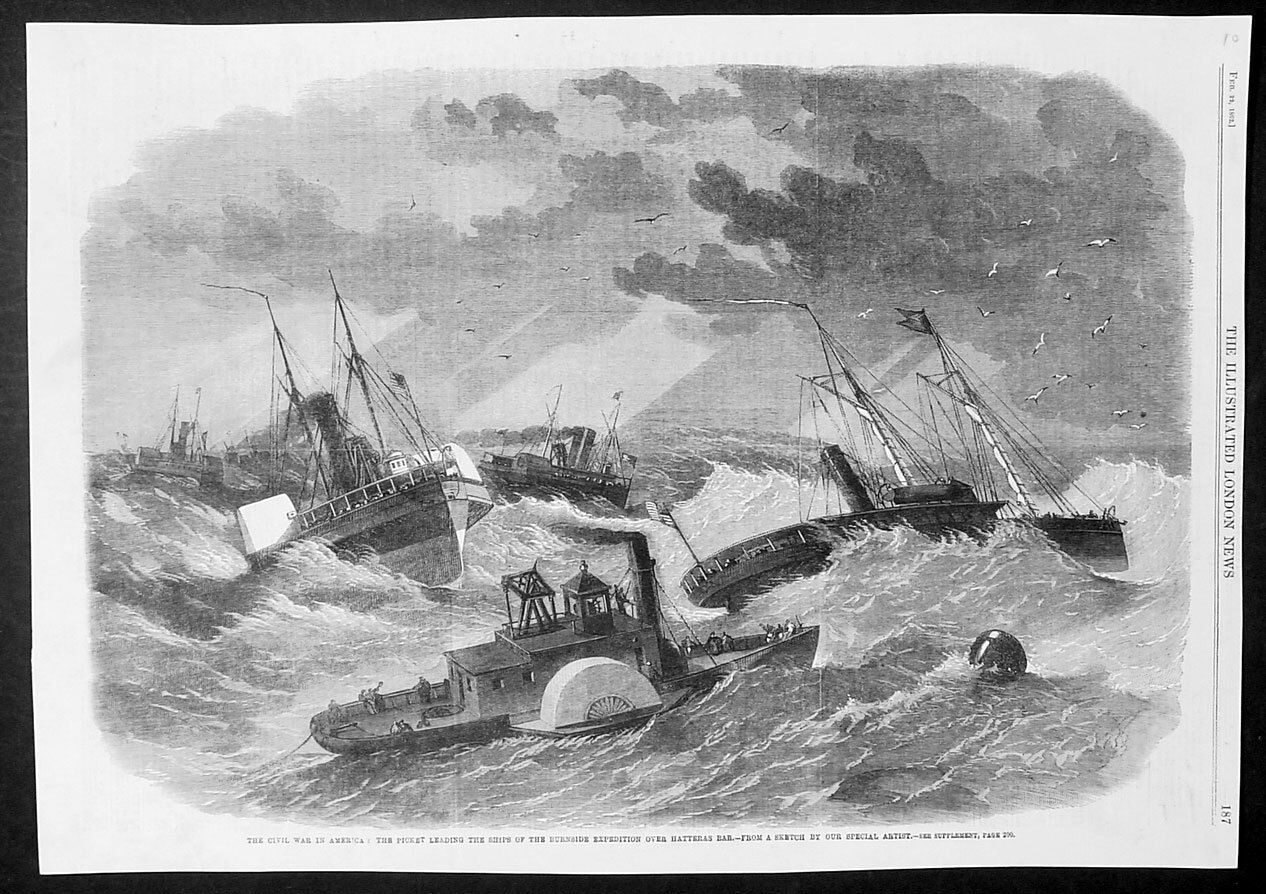 1862-64 Illustrated London News 5 x Antique Pages American Civil War Navies #1