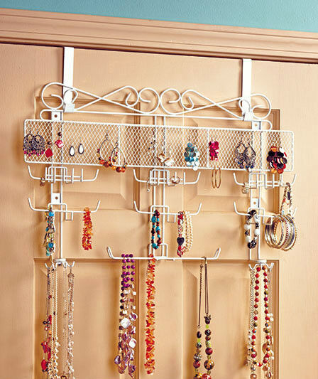 Over the Door Jewelry Valet Storage Organizer Necklace Bracelets Rings Wall NEW