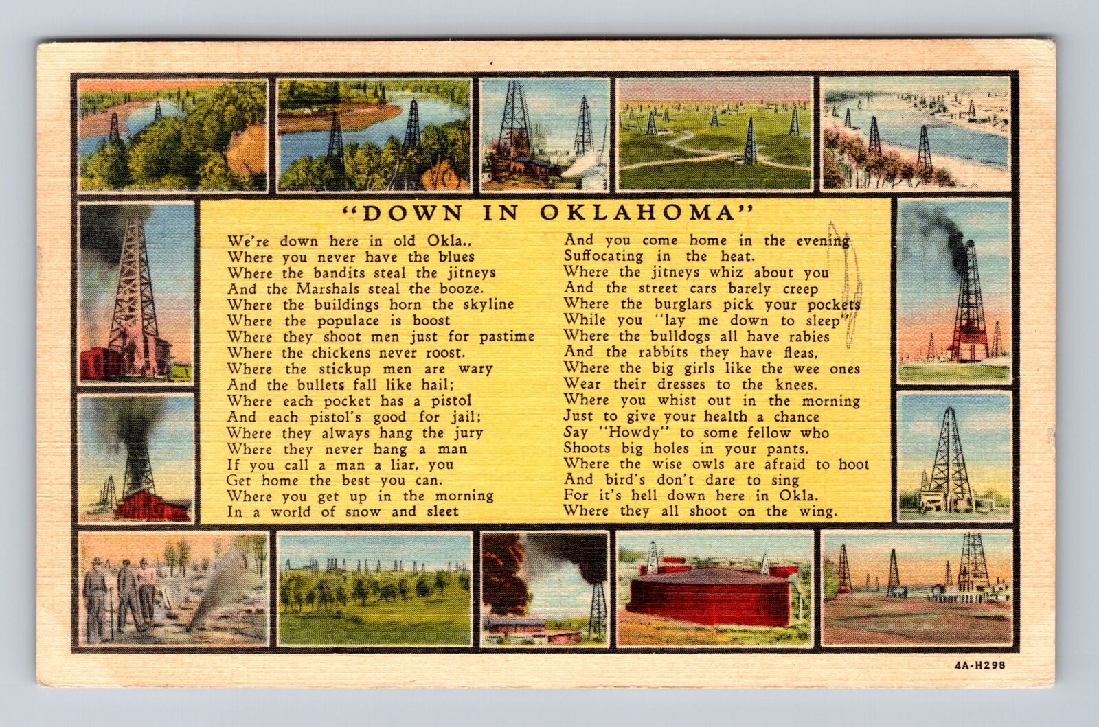 OK-Oklahoma, Scenic Greetings, Antique Souvenir Vintage Postcard