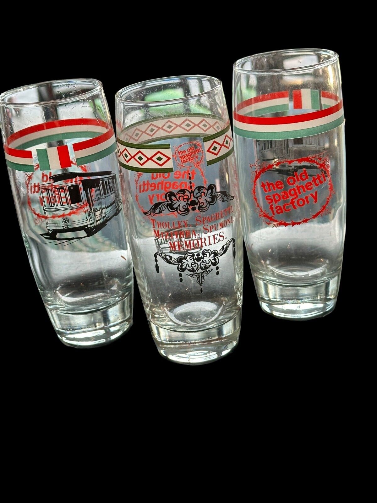 Vintage The Old Spaghetti Factory Drinking Glass set of 3