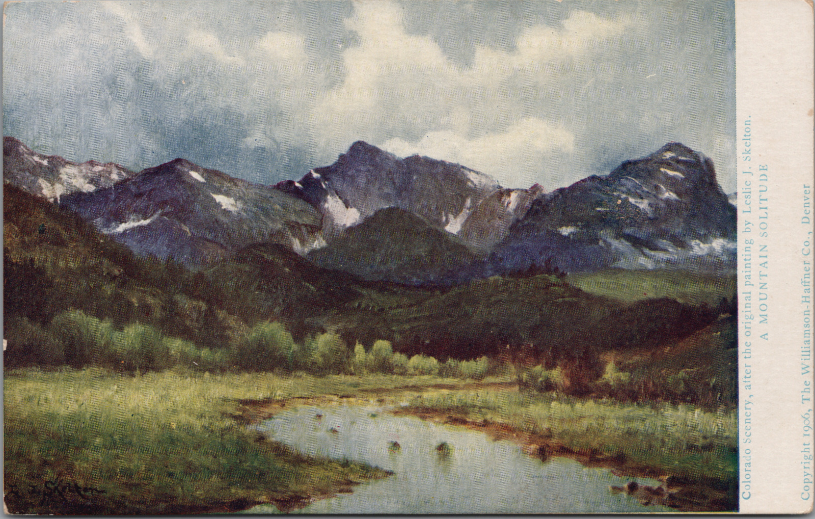 Leslie J. Skelton Colorado Mountain Solitude Painting 1906 Vintage Postcard