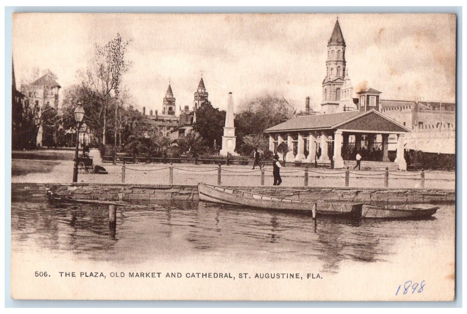 1898 The Plaza Old Market and Cathedral St. Augustine Florida FL Postcard