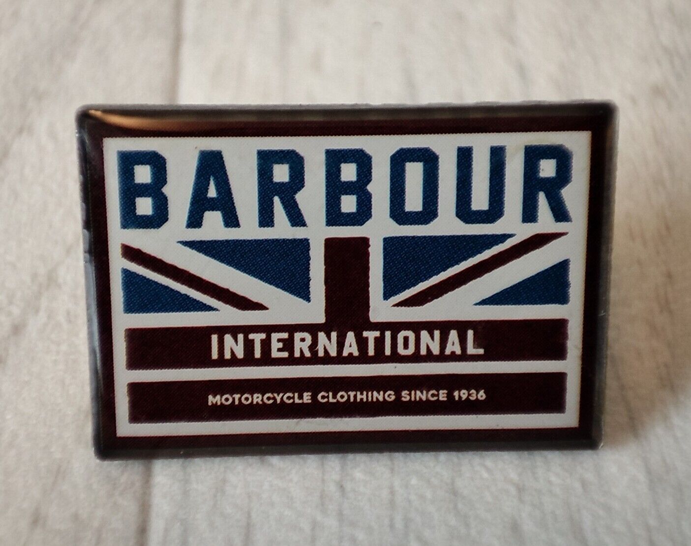 NEW BARBOUR INTERNATIONAL PIN BADGE UNION JACK FLAG RARE OFFICIAL LTD EDITION 