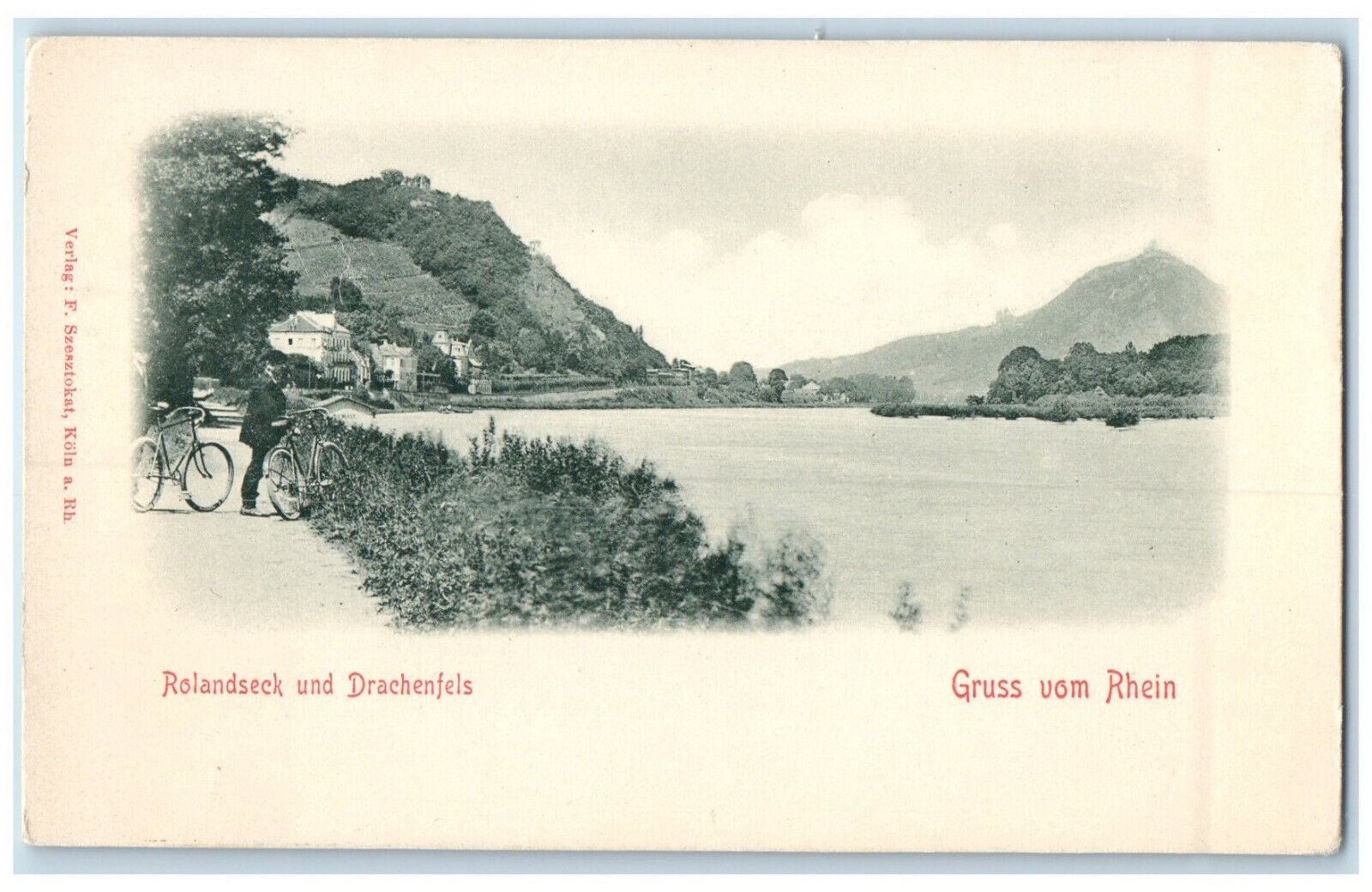 c1905 Rolandseck And Drachenfels Greetings from Rhine Germany Postcard