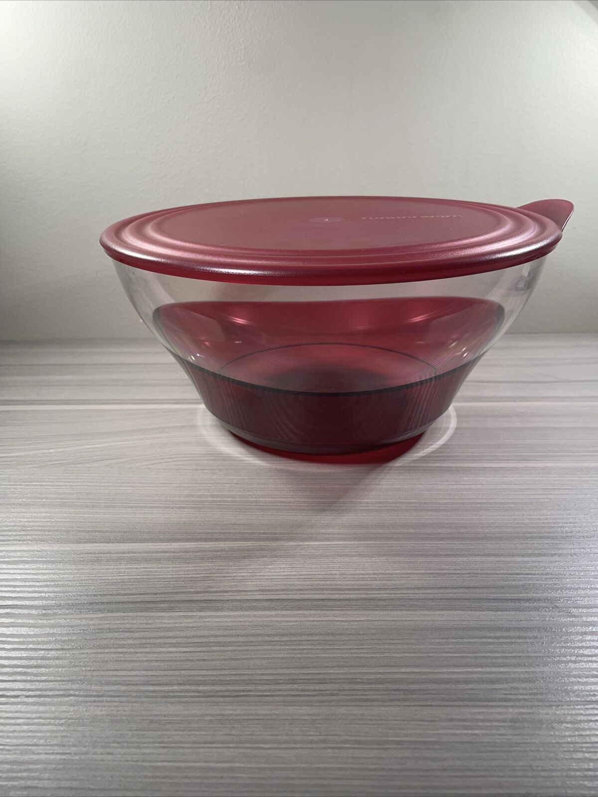Tupperware Sheerly Elegant 4.6L Acrylic Serving Bowl w/ Seal Ruby Red New