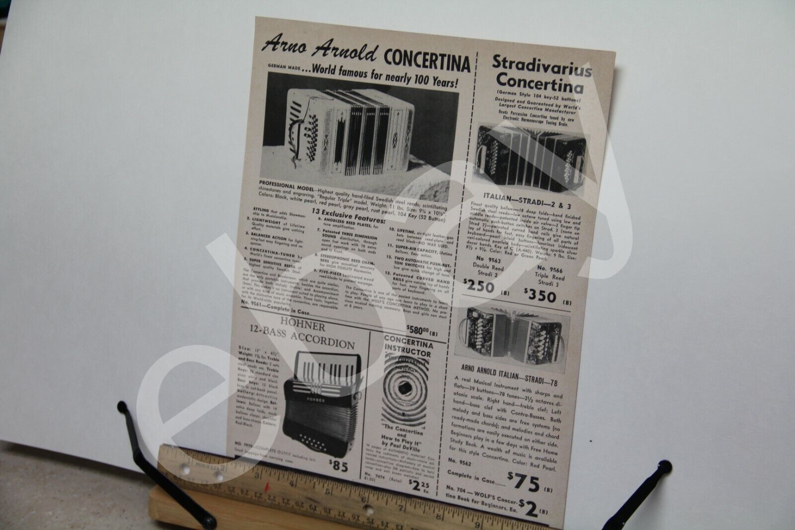 AD Accordion Arno Arnold Stradivarius Concertina Hohner English Style Vintage