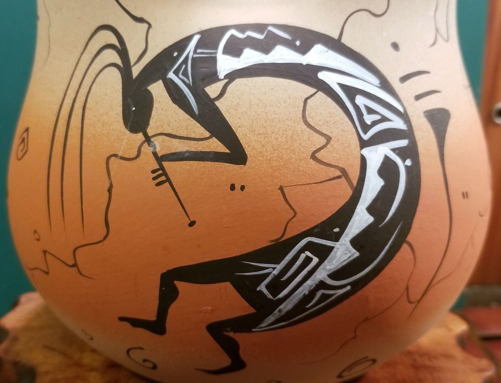 RT Dineh Diné Pottery Navajo Wedding Vase Featuring Kokopelli & Goat