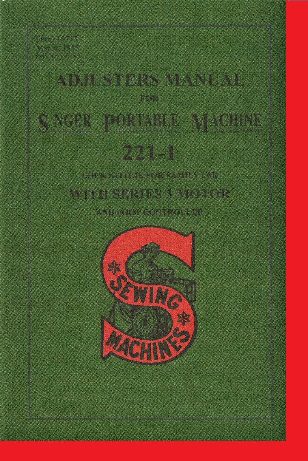 Adjusters Service Manual Singer Featherweight 221 Sewing Machine Dealer Booklet