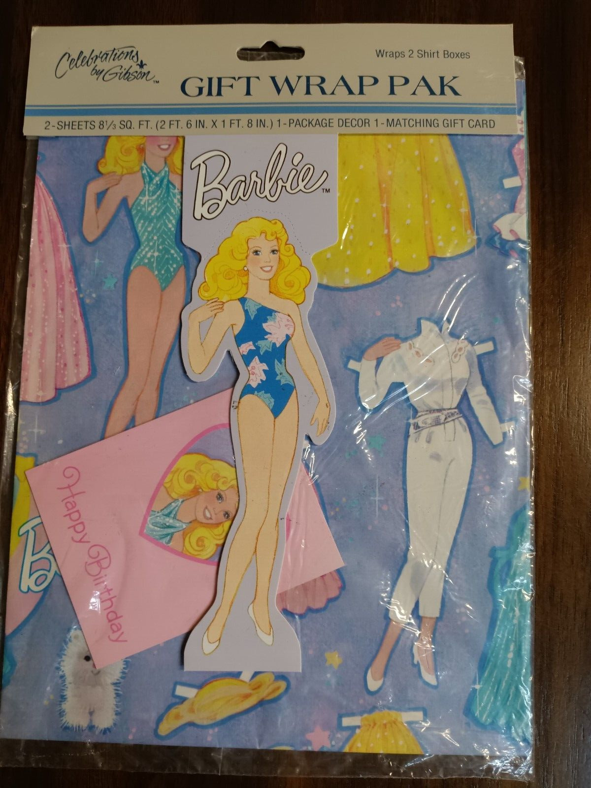 Vintage Barbie Paper Doll Gift Wrap Paper Gibson Unopened Pack of 2 Sheets