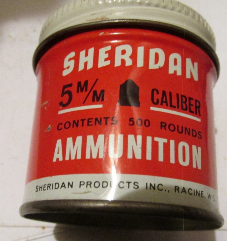 Sheridan 5MM caliber Ammunition Racine,Wis empty tin 2\