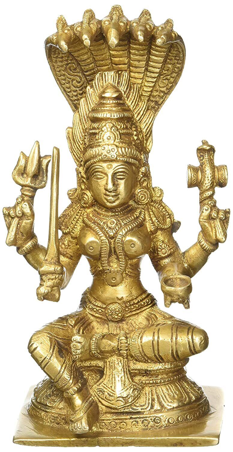 South Indian Goddess Durga Mariamman Idol Brass Figurine Statue
