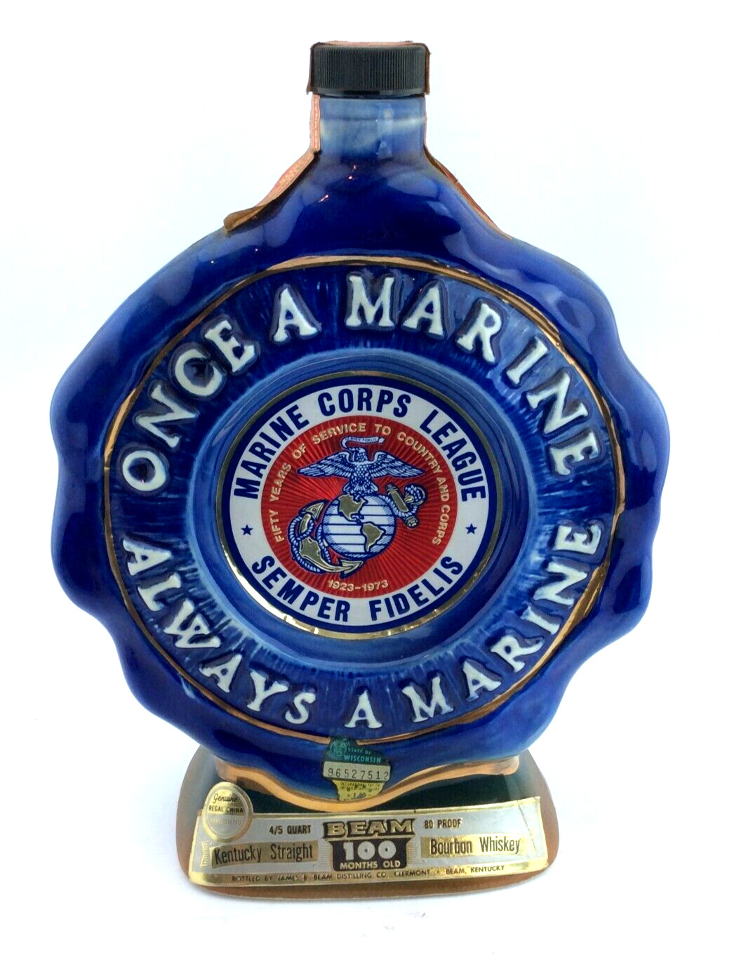 1975 Jim Beam~Once A Marine Always A Marine~Commemorative Bottle Semper Fidelis