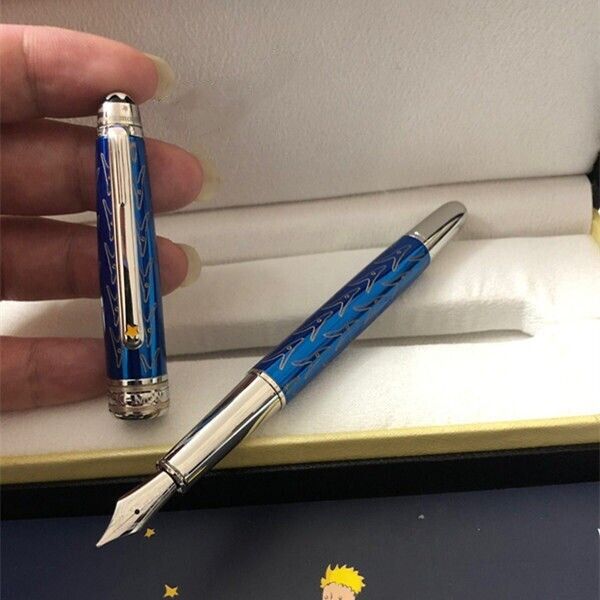 Deluxe Metal Star Series Blue Color M nib Fountain Pen No Box