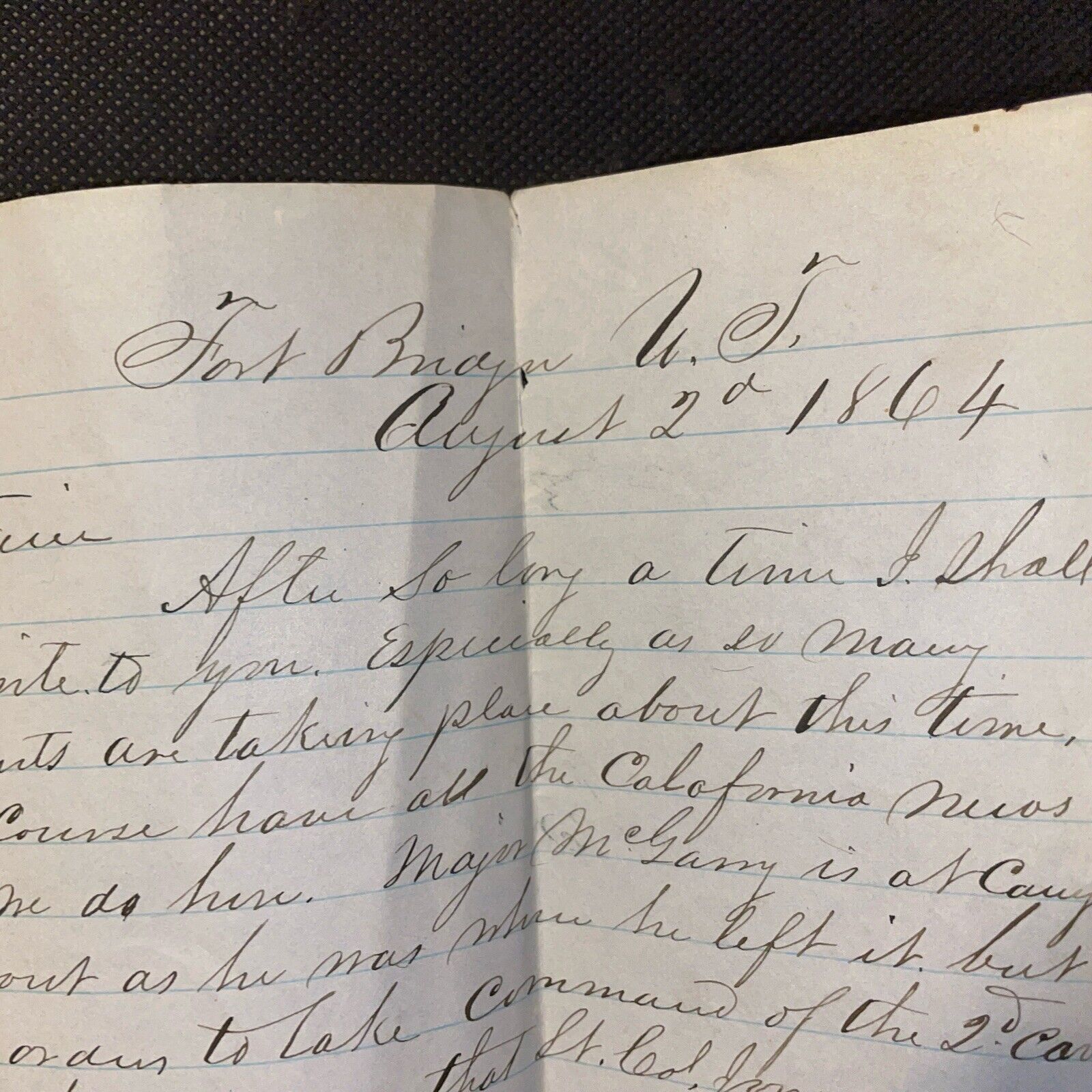 Civil War 1864 handwritten letter from Capt. R.L Westbrook to Capt. Ketcham