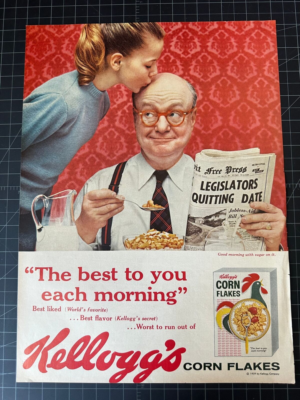 Vintage 1959 Kelloggs Corn Flakes Print Ad