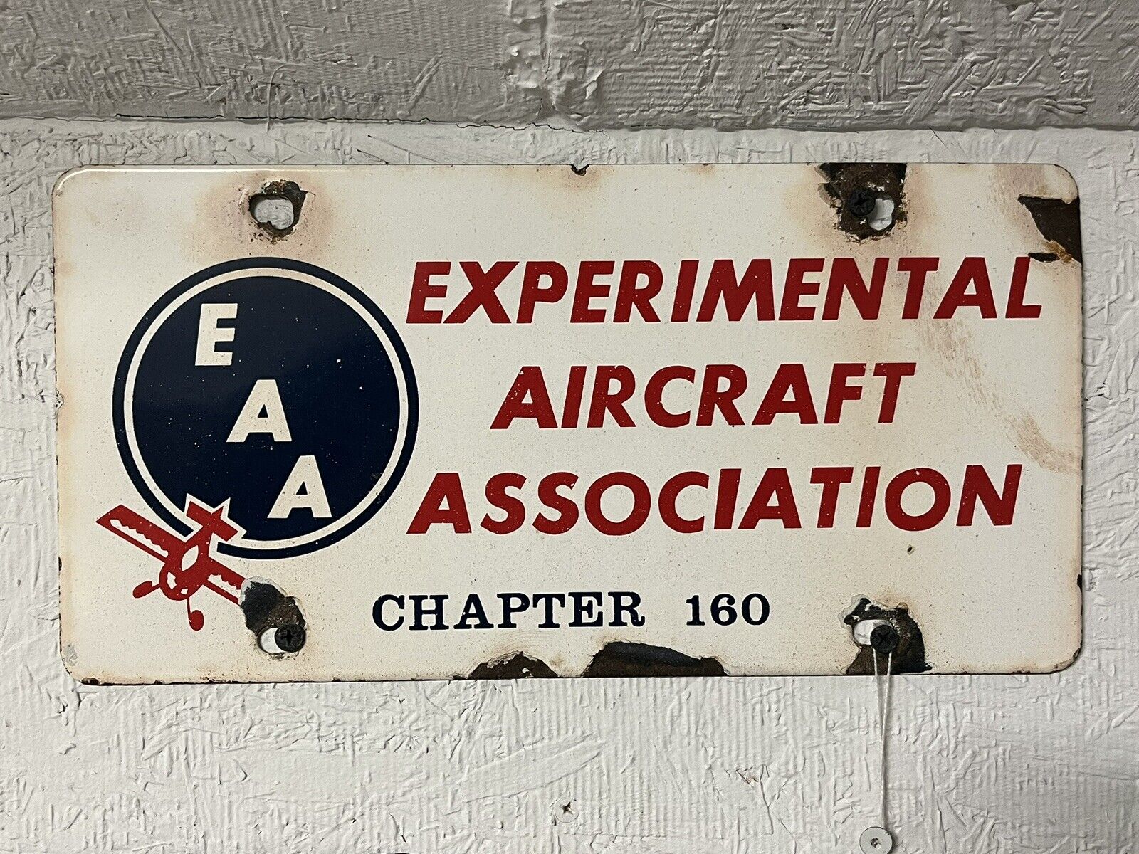 EAA Experimental Aircraft Association PORCELAIN LICENSE Plate Topper Cessna Rare