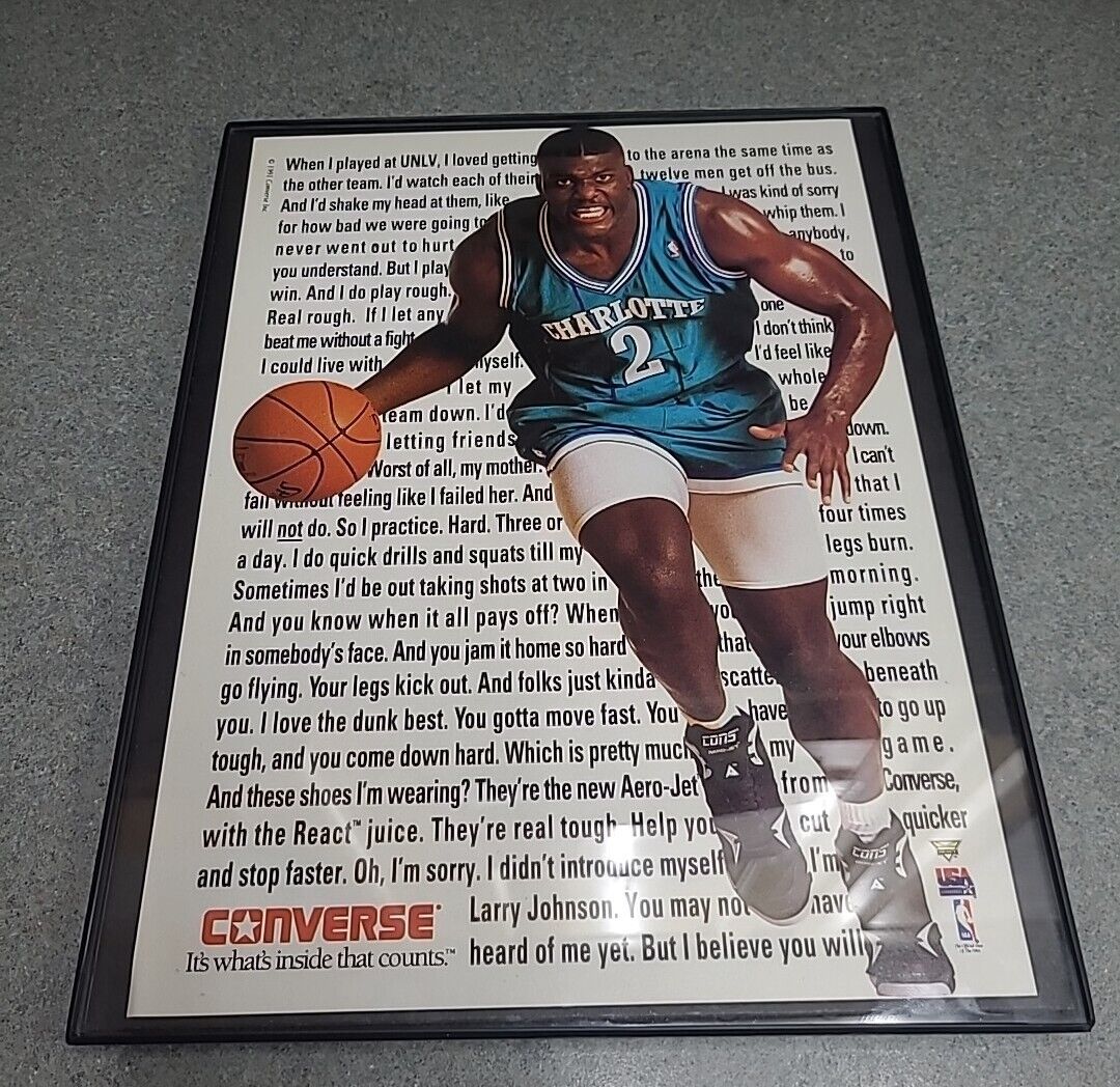 Larry Johnson Converse Sneakers 1992 Print Ad Framed 8.5x11 