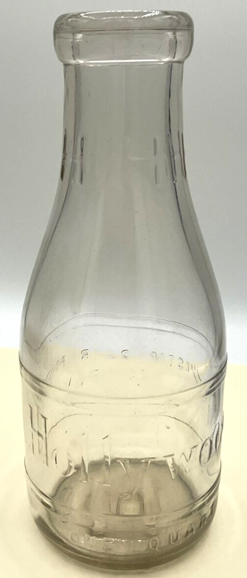 Vintage Western Dairy Products Dairy Hollywood Quart Milk Bottle H Embossed 22