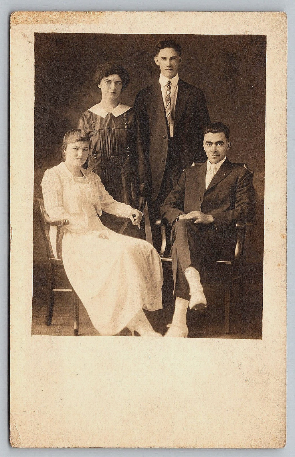 Postcard RPPC Family Portrait Married Couples Vintage Real Photograph 1910\'s
