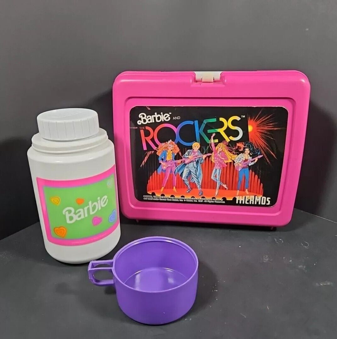 Vintage 1987 Barbie & The Rockers Plastic LUNCHBOX W/ Thermos by Mattel GUC
